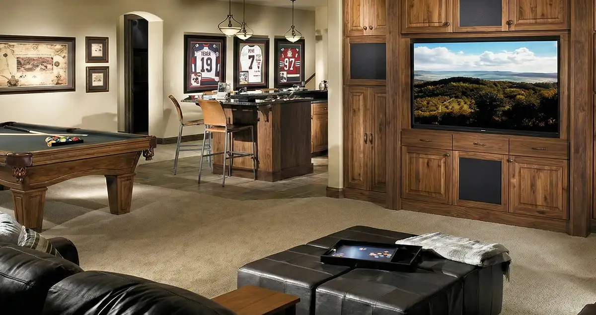finished basement remodeling project transforming a basement into a comfortable living space in Oakland, CA