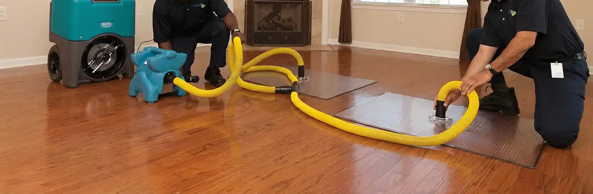 emergency water removal technicians extracting standing water from a home using professional equipment in Oakland, CA