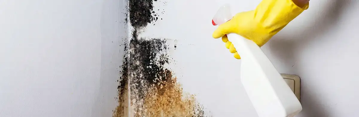 visible mold growth on an interior wall being treated during mold removal service in Oakland, CA