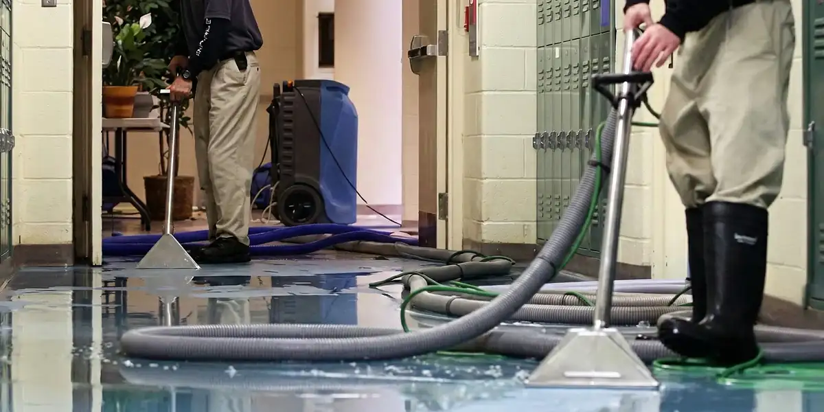 water damage restoration technicians performing professional water extraction inside a property in Oakland, CA